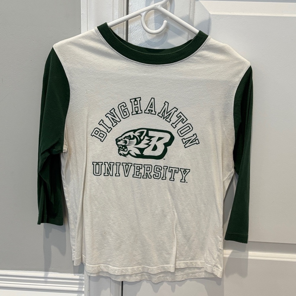 Binghamton University Raglan Shirt - Green and White